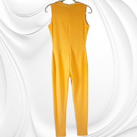 Andrea Isabella orange white leather sheer panel jumpsuit jacket set - Picture 3 of 9